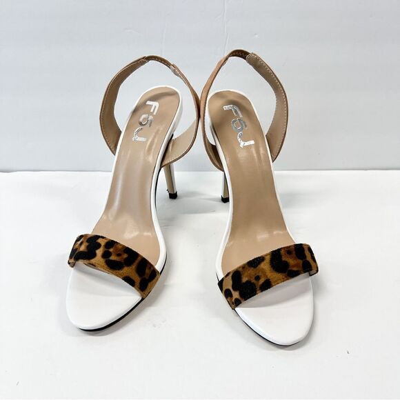 FSJ women sexy leopard print slingback open toe heels pumps sandal casual comfy - Picture 2 of 6
